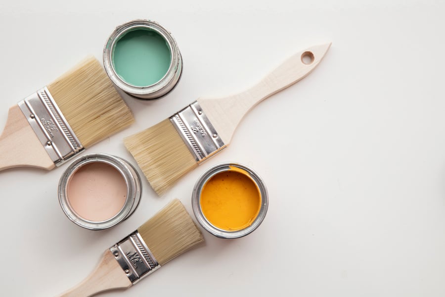  Paint Brushes with Colorful Sample Paints in Can